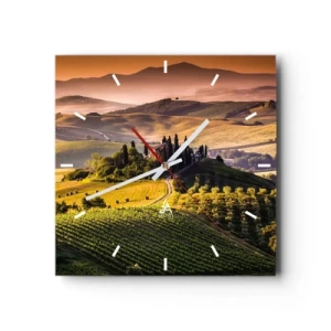 Reloj de pared - Reloj de vidrio - Paisaje toscano - 40x40 cm