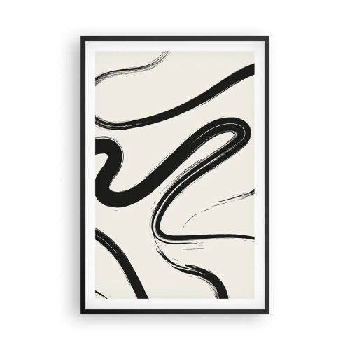 Póster en marco negro - Fantasía en blanco y negro - 61x91 cm