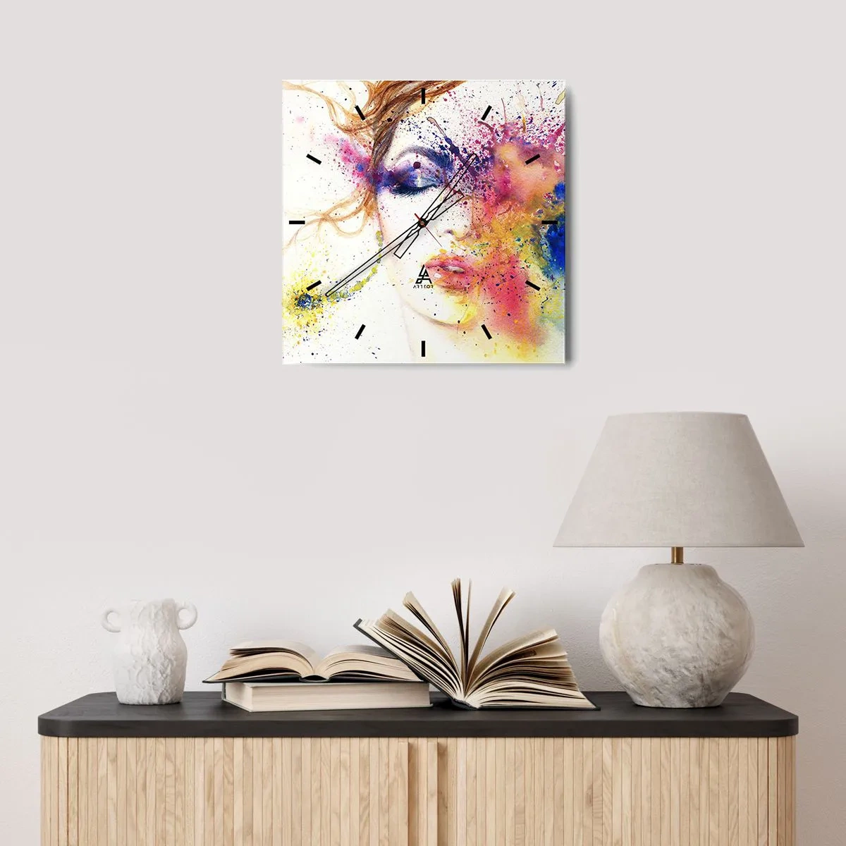 Reloj de pared - Reloj de vidrio - Vértigo del arco iris - 40x40 cm