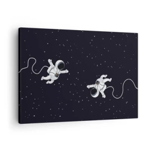 Cuadro sobre lienzo - Impresión de Imagen - Astronautas flotando en el espacio con un telón de fondo de estrellas. - 70x50cm - Danza cósmica - Decoración de pared moderna para salón y dormitorio ARTTOR