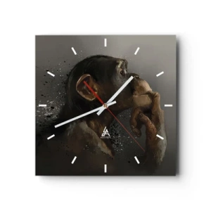 Reloj de pared - Reloj de vidrio - La evolución del pensador - 40x40 cm