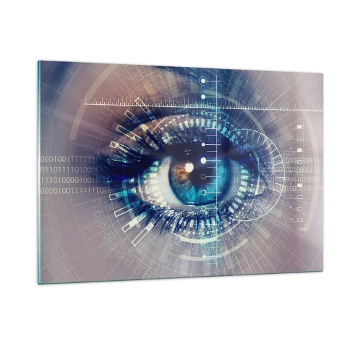 Cuadro sobre vidrio - Impresiones sobre Vidrio - Un ojo digital con temática de tecnología y datos futuristas - 120x80cm - Crees que me conoces - Decoración de pared moderna para salón y dormitorio ARTTOR