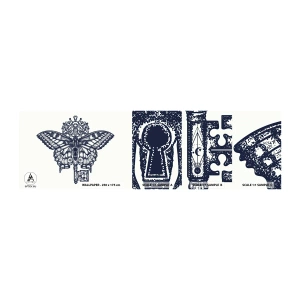 Muestra De Fotomural Standard Eco - Todos los secretos del corazón - Abstracción, Mariposa, Llave - 100x30 cm