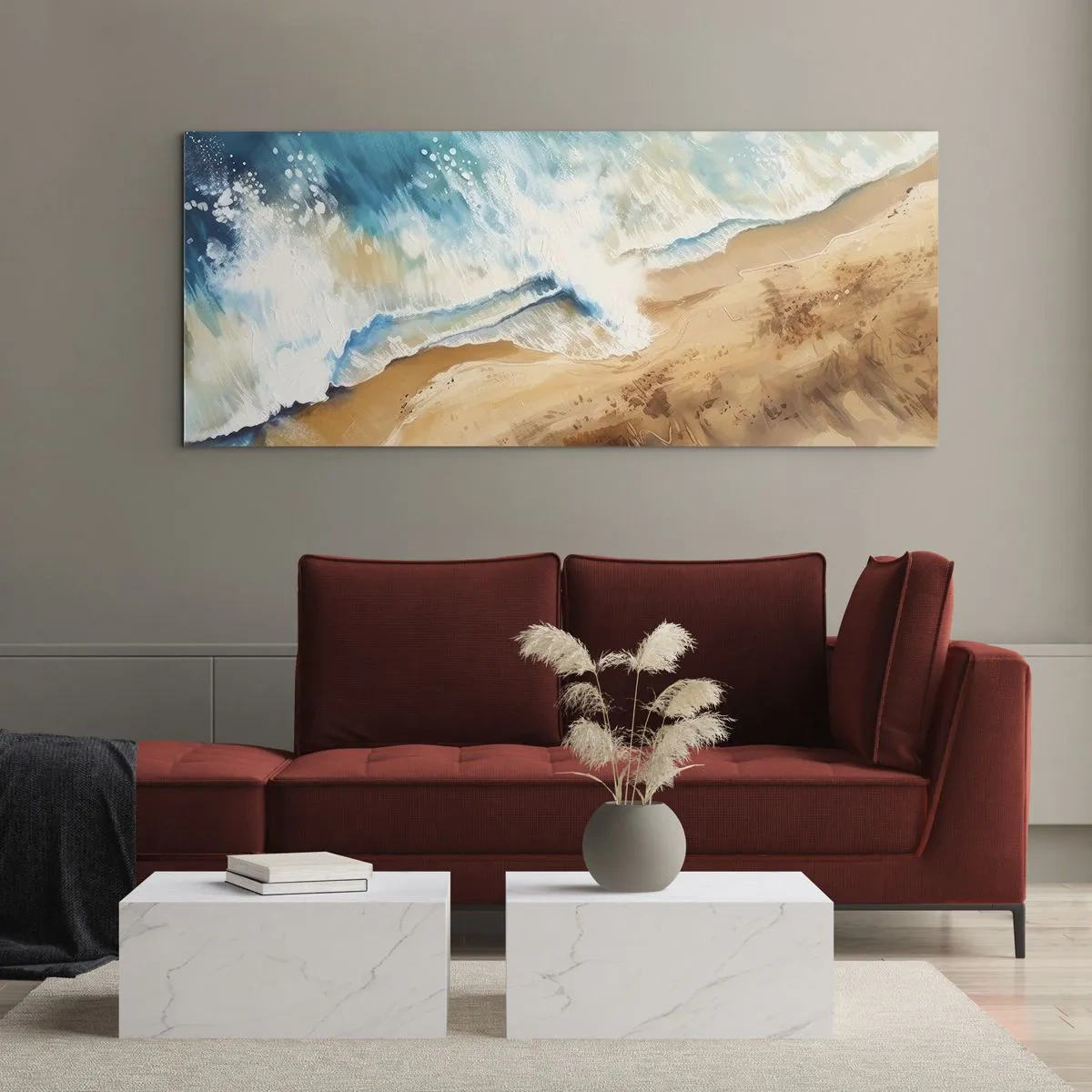 Cuadro sobre vidrio - Impresiones sobre Vidrio - Olas recurrentes - 90x30 cm