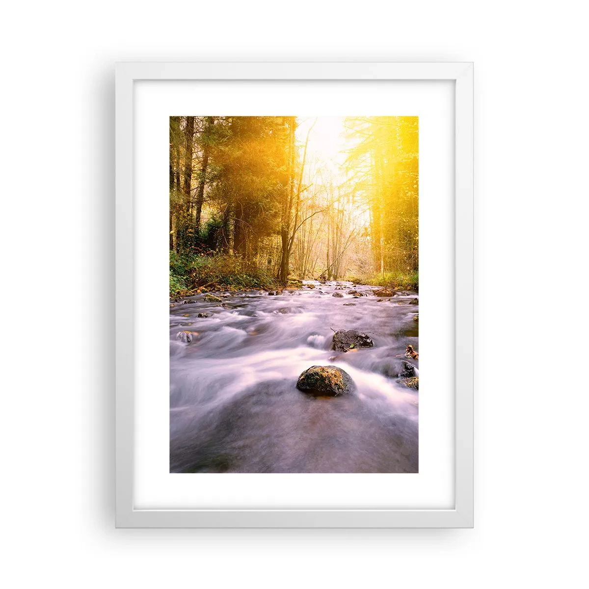 Póster en marco blanco - Malaquita en un marco de plata y oro - 30x40 cm