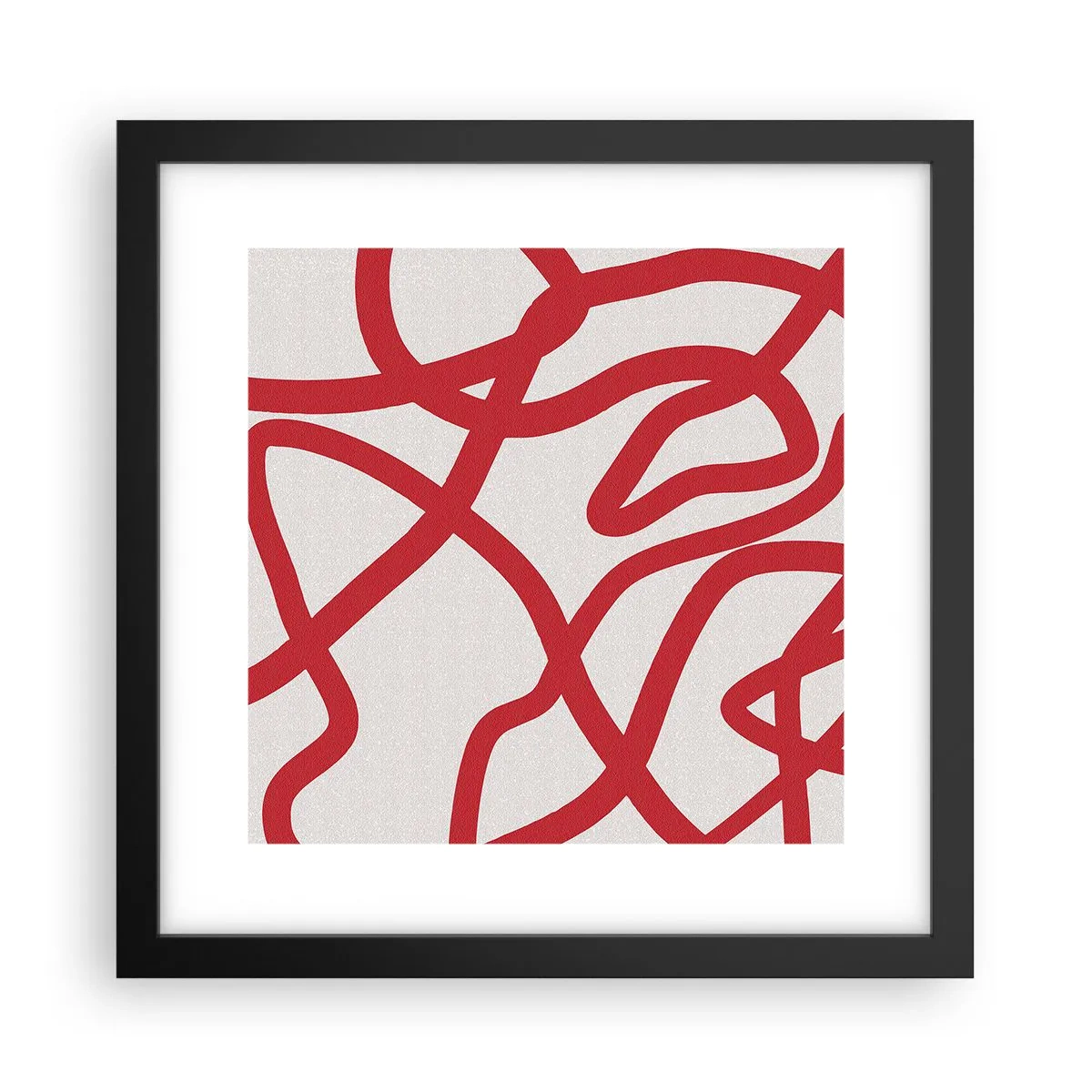 Póster en marco negro - Rojo sobre blanco - 30x30 cm