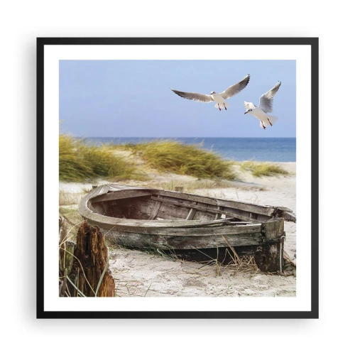 Póster en marco negro - Bañada por el viento - 60x60 cm