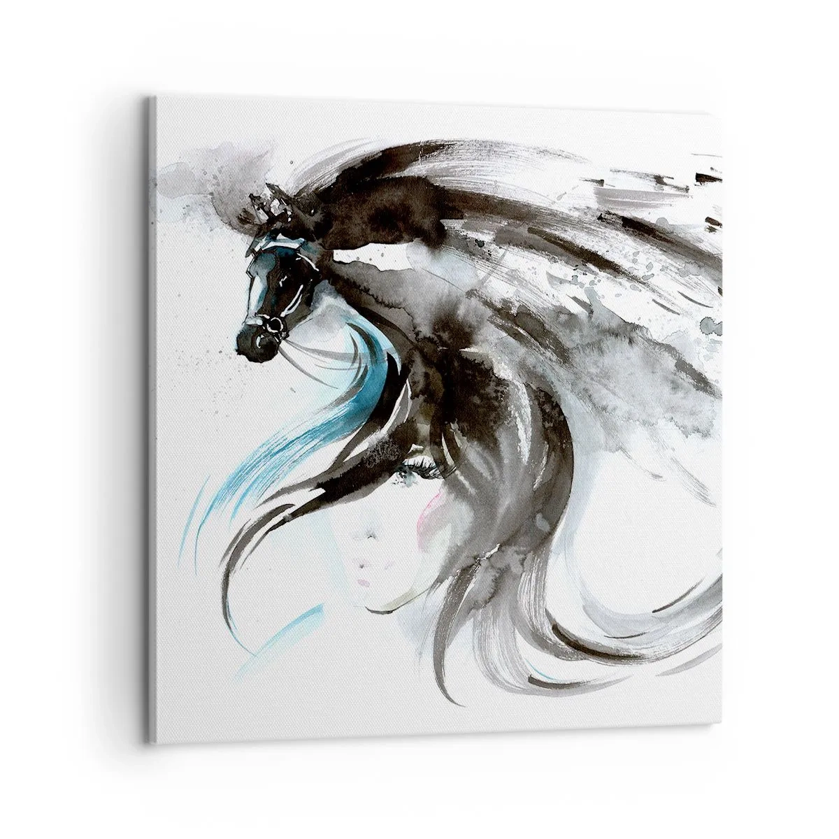 Cuadro sobre lienzo - Impresión de Imagen - El galope del Príncipe Negro - 60x60 cm