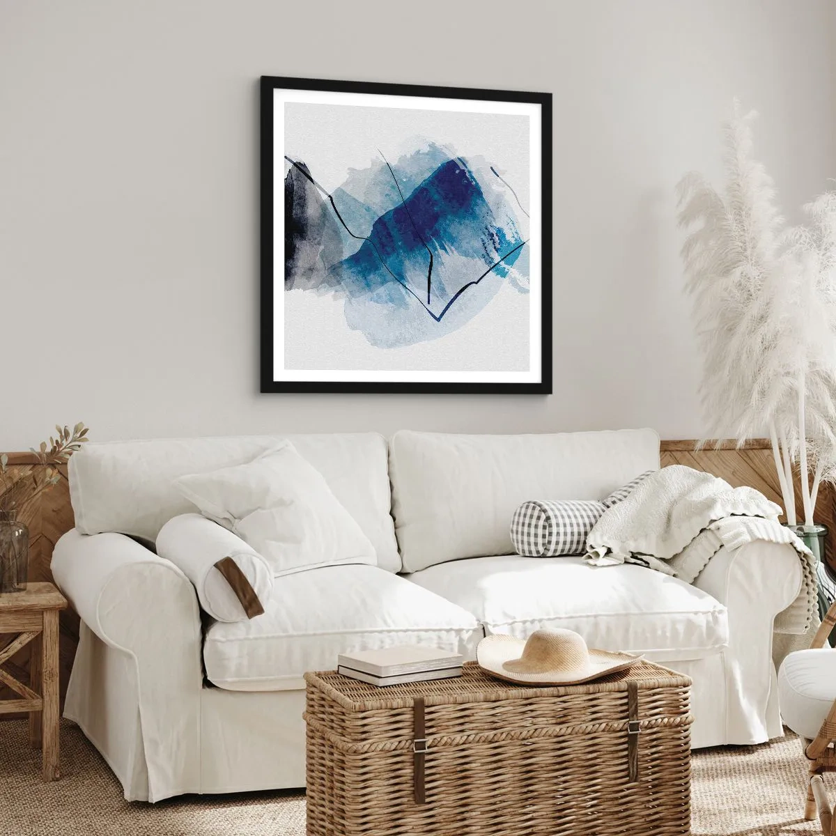 Póster en marco negro - Montaña helada - 40x40 cm