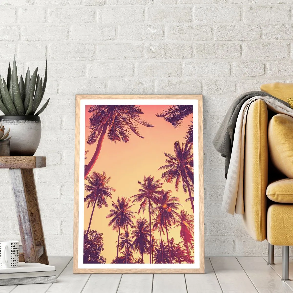 Póster en marco roble claro - Variante tropical - 50x70 cm