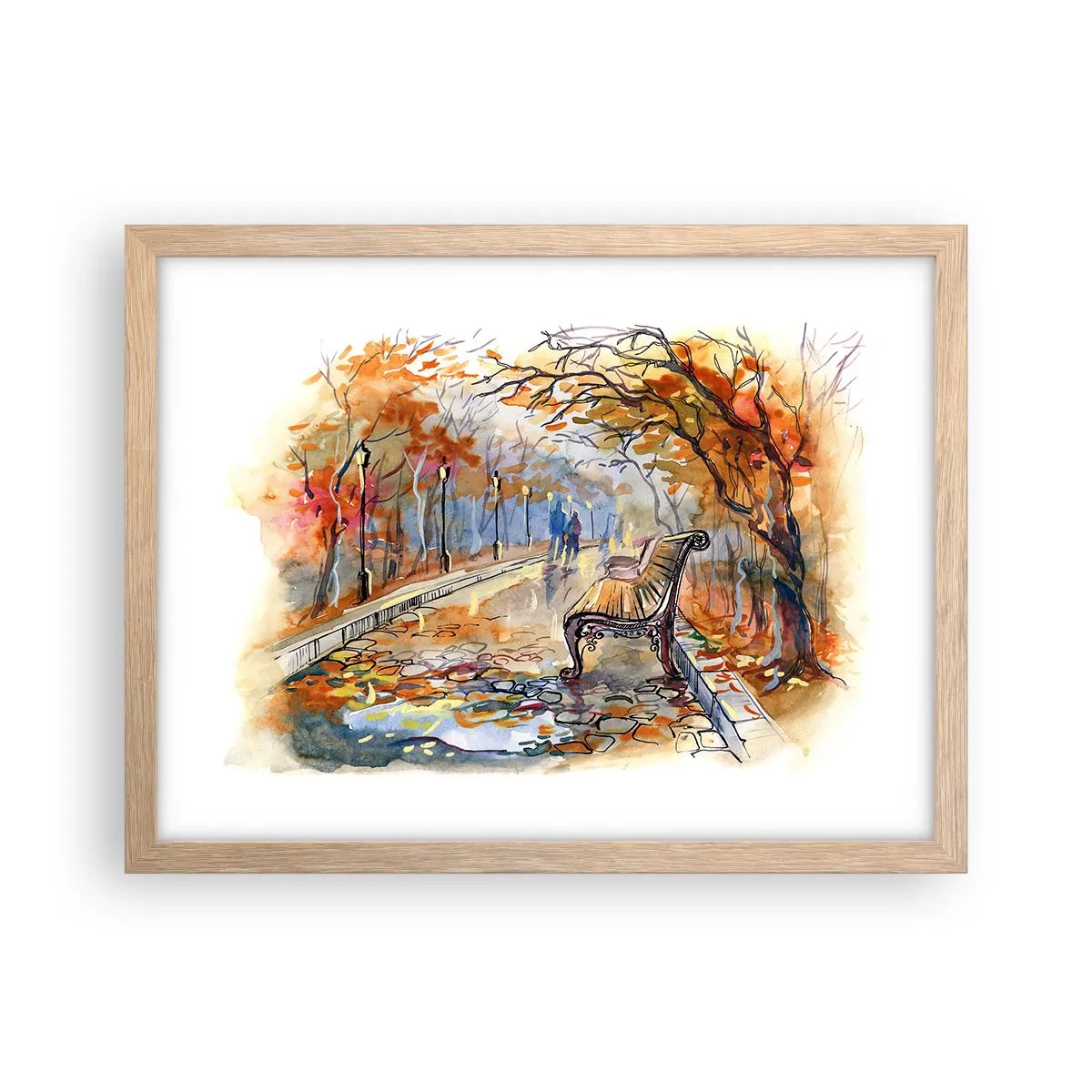Póster en marco roble claro - Caminemos juntos hacia el otoño - 40x30 cm