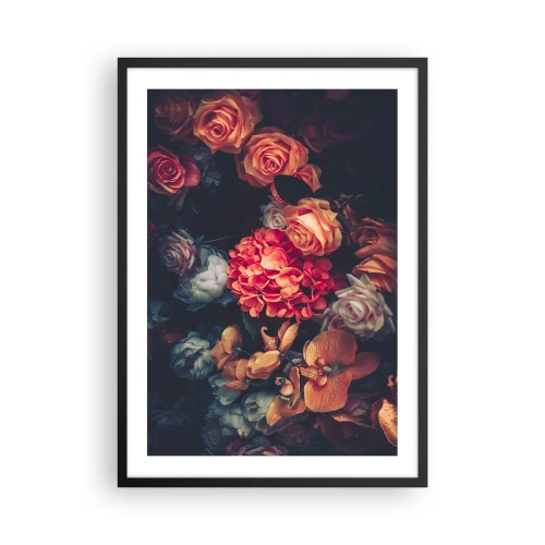 Póster en marco negro - Una composición de flores oscuras con un toque de estética barroca. - 50x70cm - Como los maestros holandeses - Decoración de pared moderna para salón y dormitorio ARTTOR