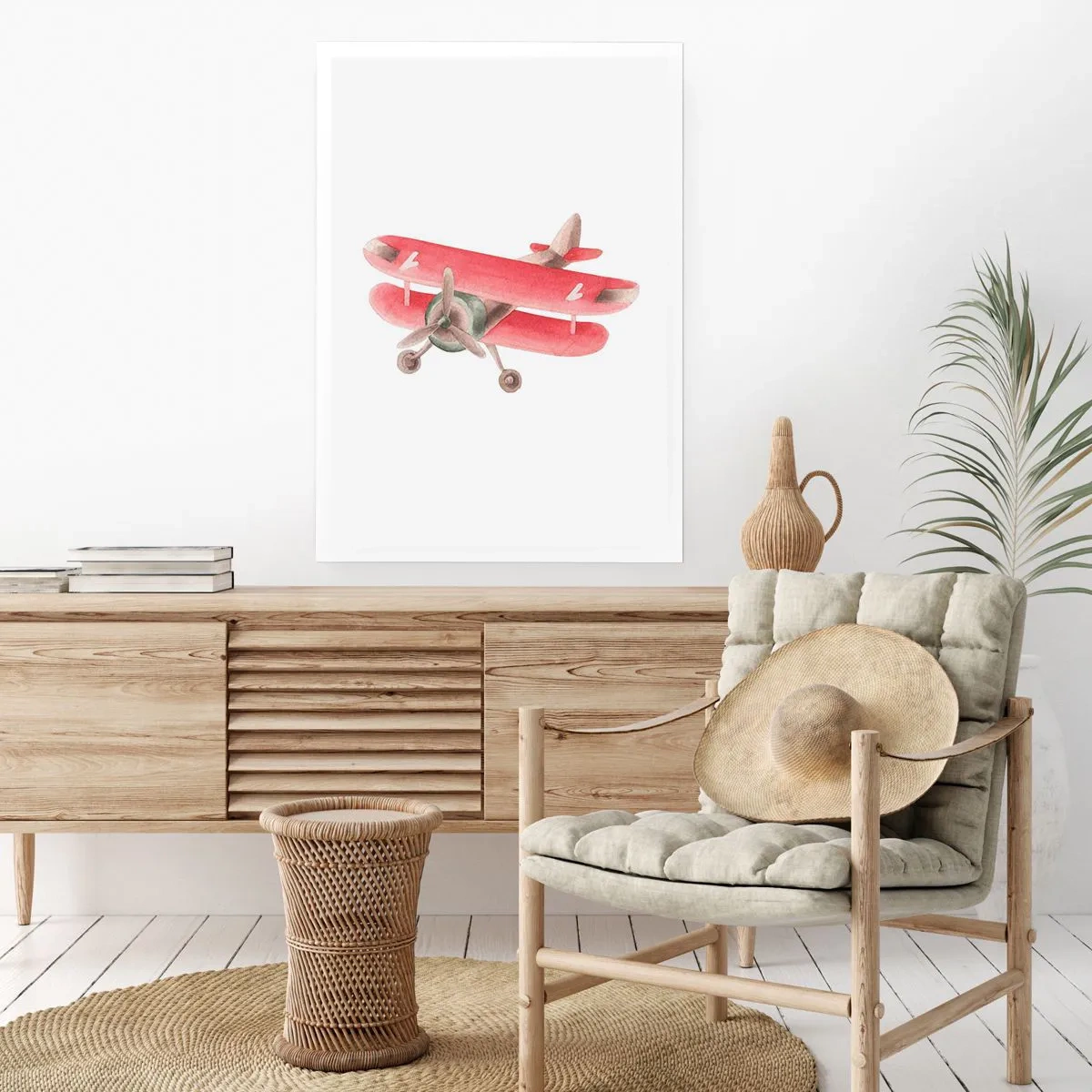 Póster - Un encantador biplano retro rojo. - 50x70cm - Listo para surcar los cielos - Decoración de pared moderna para salón y dormitorio ARTTOR