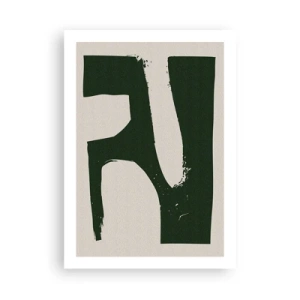 Póster - Abstracción minimalista en verde y beige. - 50x70cm - Bahías de blanco - Decoración de pared moderna para salón y dormitorio ARTTOR