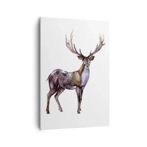 Cuadro sobre lienzo - Impresión de Imagen - Ilustración en acuarela de un ciervo con astas majestuosas - 70x100cm - Rey de las Tierras Salvajes del Norte - Decoración de pared moderna para salón y dormitorio ARTTOR