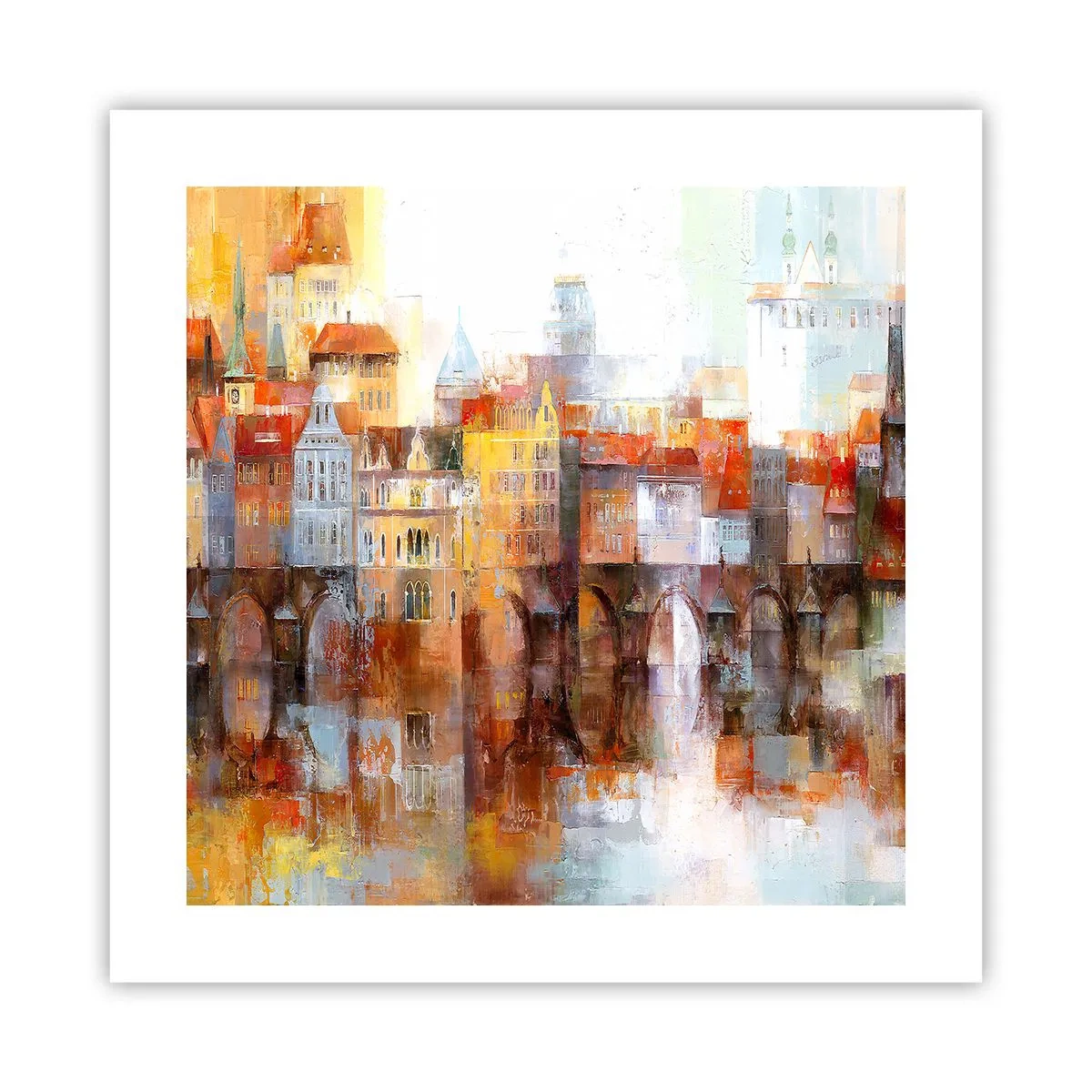 Póster - Puente y ciudad - 40x40 cm