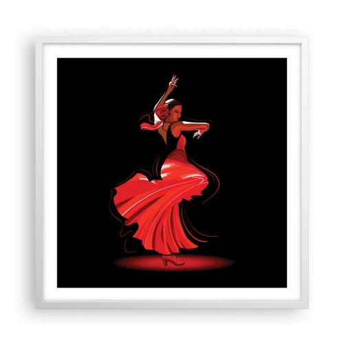 Póster en marco blanco - El espíritu ardiente del flamenco - 60x60 cm