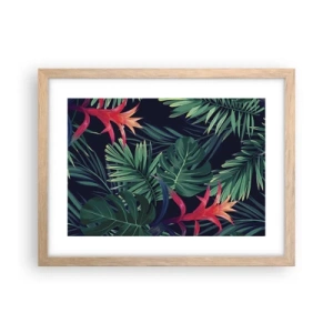 Póster en marco roble claro - Encender el color verde - 40x30 cm