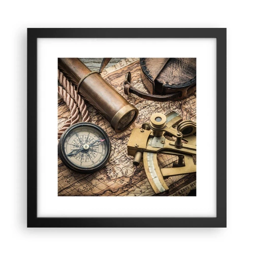 Póster en marco negro - Establecer un rumbo - 30x30 cm