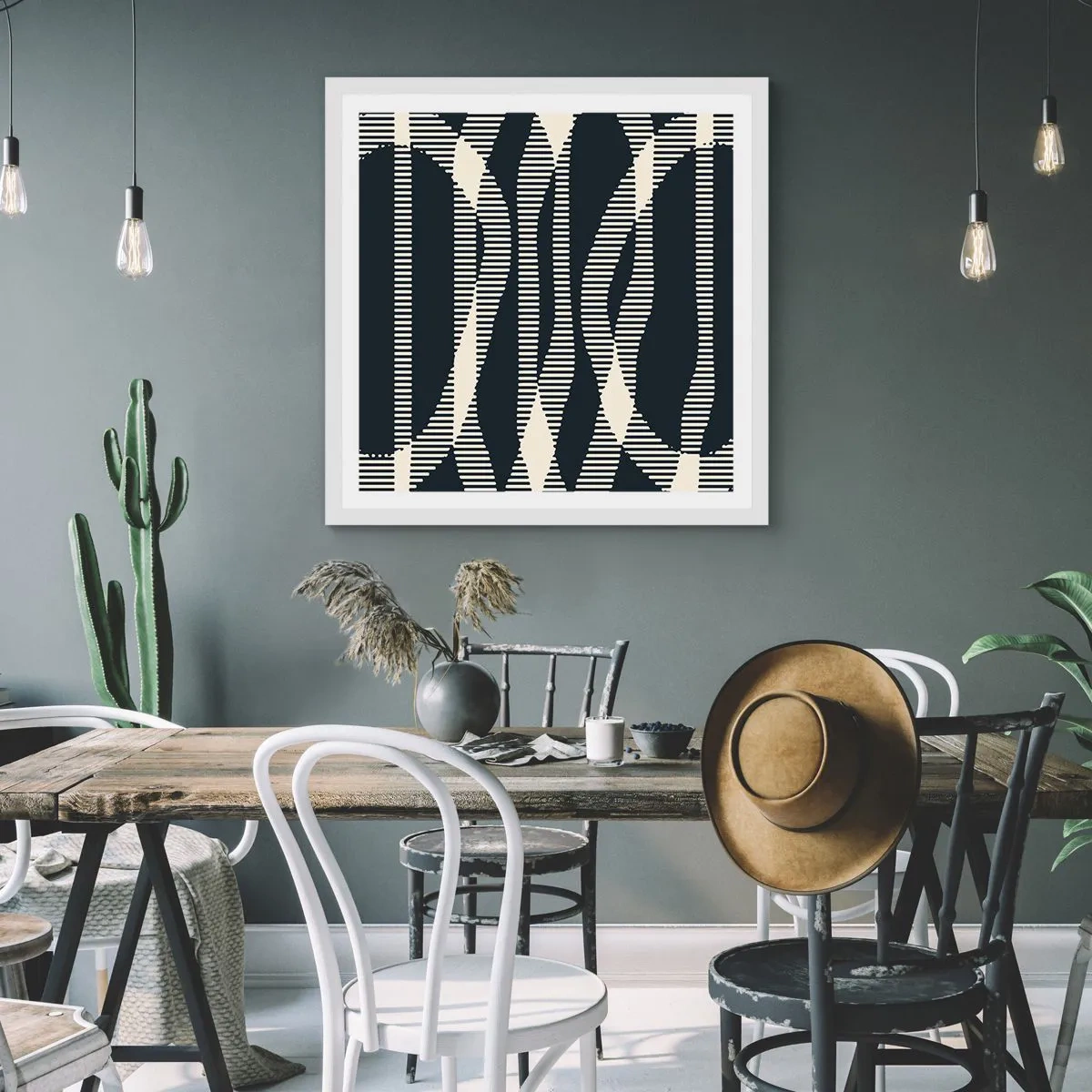 Póster en marco blanco - Un intento de romper la oscuridad - 60x60 cm