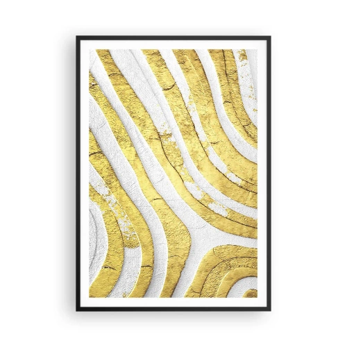 Póster en marco negro - Una composición en blanco y oro - 70x100 cm