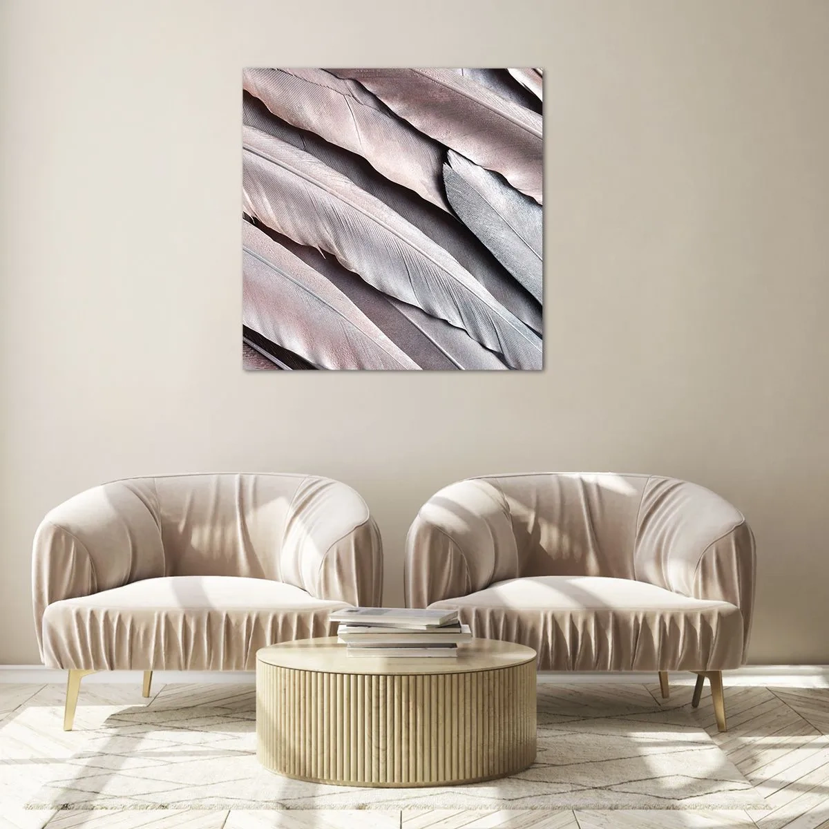 Cuadro sobre vidrio - Impresiones sobre Vidrio - En rosa plateado - 70x70 cm