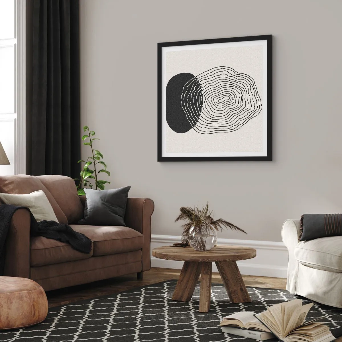 Póster en marco negro - Persistencia y vibración - 60x60 cm