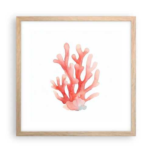 Póster en marco roble claro - La hermosura del color coral - 40x40 cm