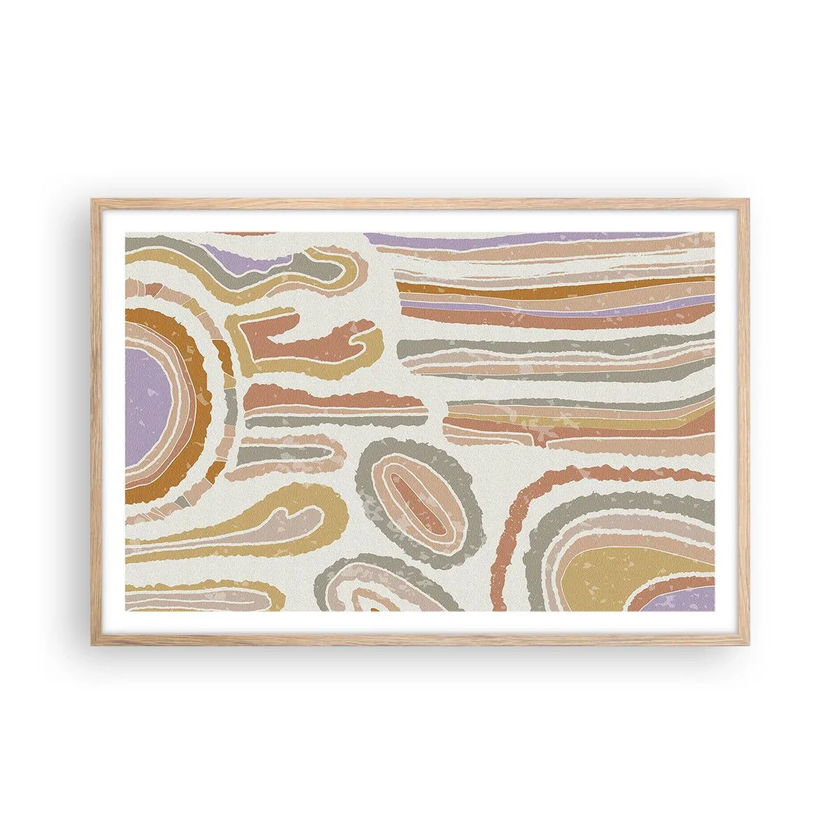 Póster en marco roble claro - Cortes transversales llenos de color - 91x61 cm