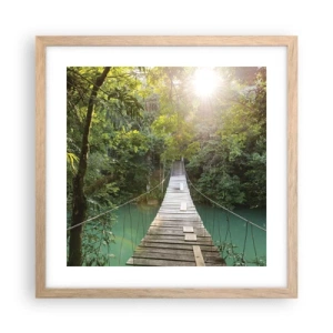 Póster en marco roble claro - Sobre el agua azul hacia el bosque - 40x40 cm