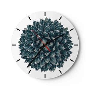 Reloj de pared - Reloj de vidrio - Roseta suculenta simétrica en tonos verdes. - 30x30cm - Estrella del desierto - Decoración de pared moderna para salón, cocina y dormitorio ARTTOR