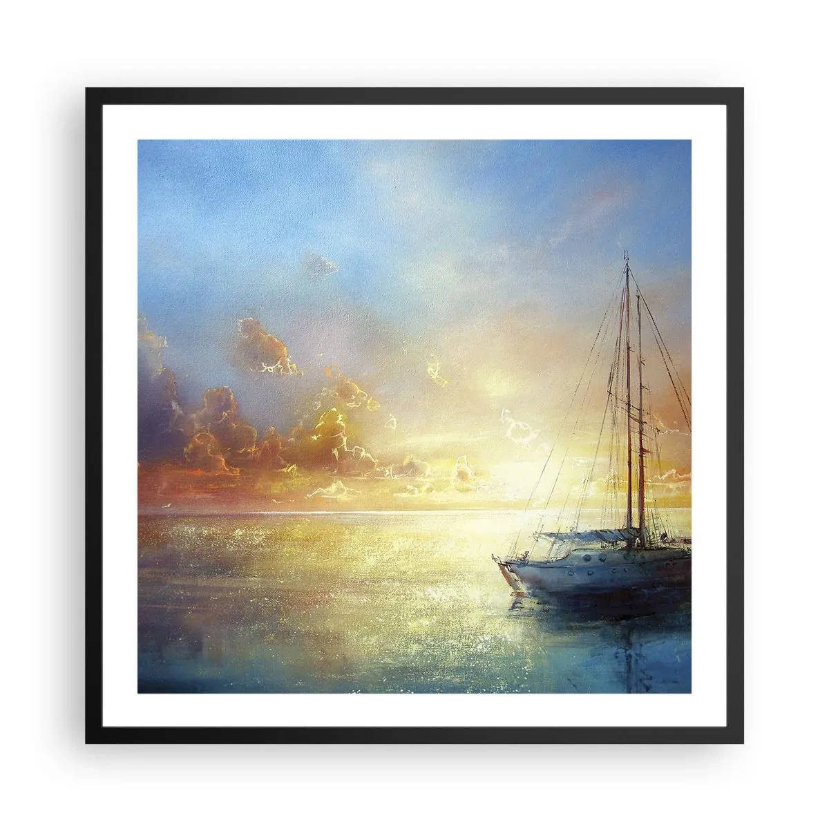 Póster en marco negro - En una bahía dorada - 60x60 cm