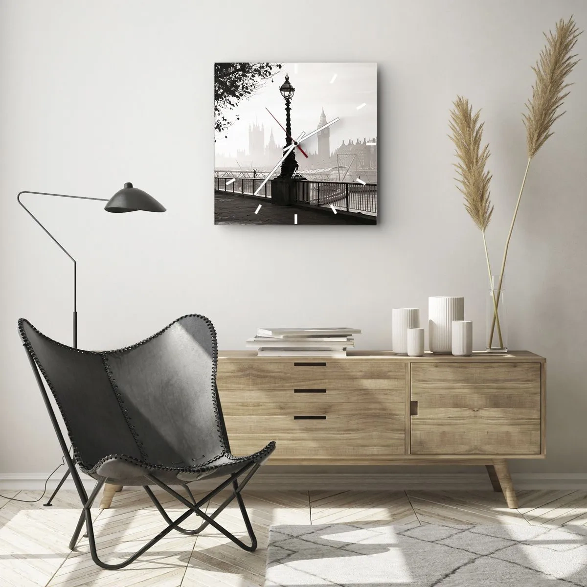 Reloj de pared - Reloj de vidrio - La mañana de Londres - 40x40 cm