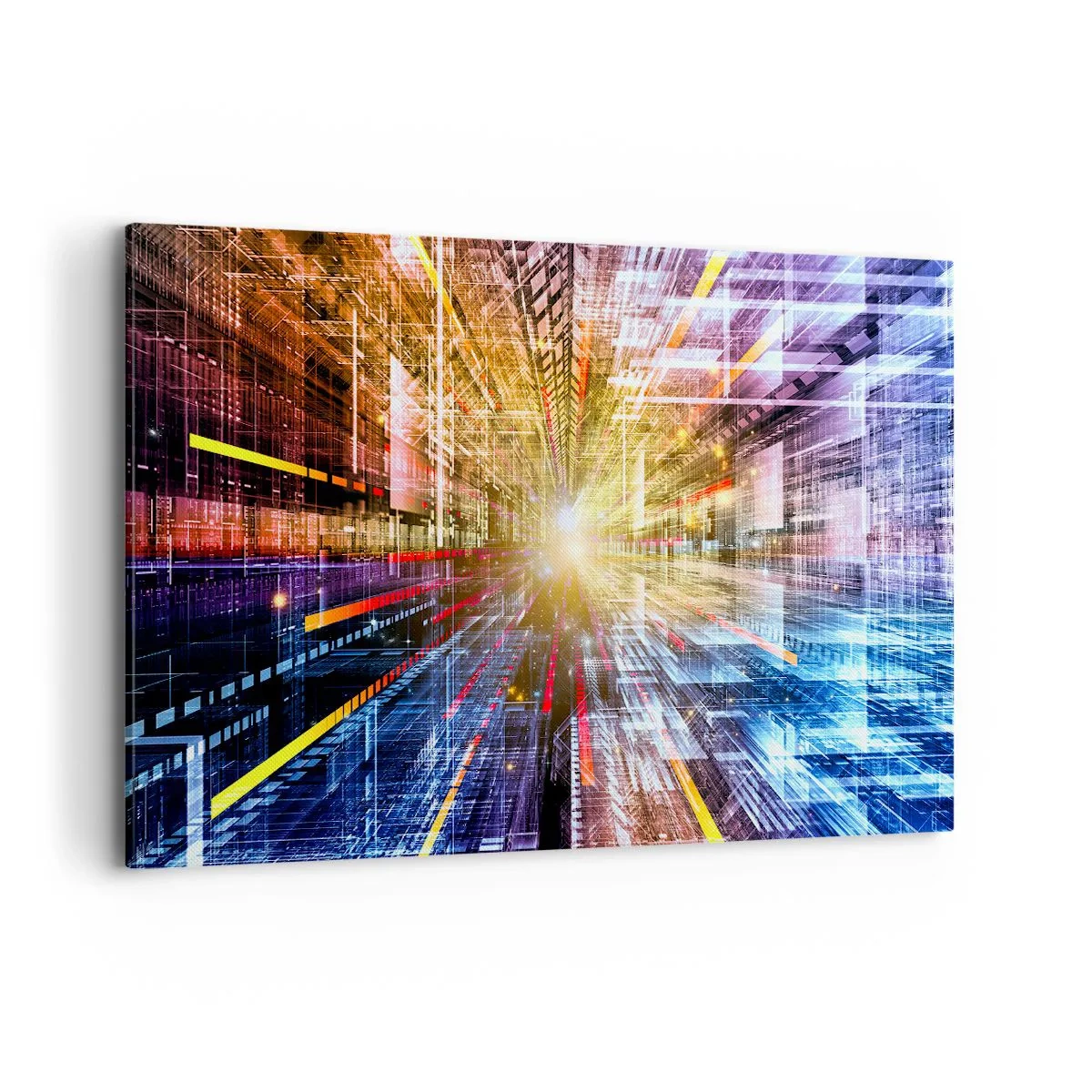 Cuadro sobre lienzo - Impresión de Imagen - Luces dinámicas en un pasillo futurista - 120x80cm - Un pasillo luminoso - Decoración de pared moderna para salón y dormitorio ARTTOR