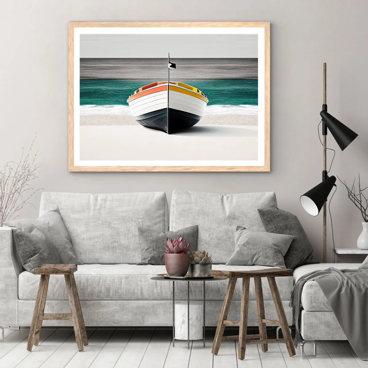 Póster en marco roble claro - En su lugar exacto - 40x30 cm