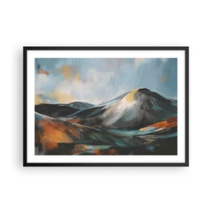 Póster en marco negro - Paisaje montañoso abstracto en tonos cálidos - 70x50cm - Crudo y bello - Decoración de pared moderna para salón y dormitorio ARTTOR