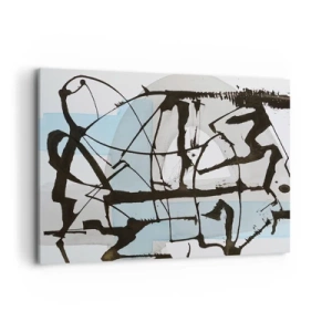 Cuadro sobre lienzo - Impresión de Imagen - Líneas y formas abstractas en azul y negro. - 100x70cm - Azul a pesar de todo - Decoración de pared moderna para salón y dormitorio ARTTOR