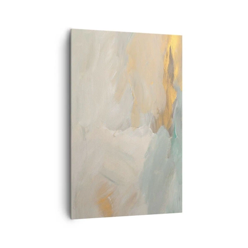 Cuadro sobre lienzo - Impresión de Imagen - Delicados trazos abstractos en tonos blancos y dorados. - 80x120cm - Abstracción - una tierra de dulzura - Decoración de pared moderna para salón y dormitorio ARTTOR