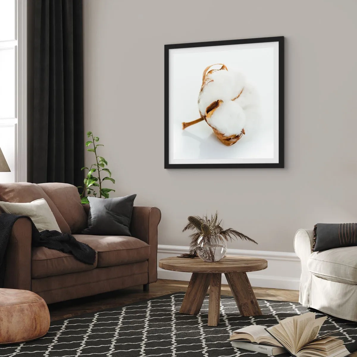 Póster en marco negro - Suave por naturaleza - 60x60 cm