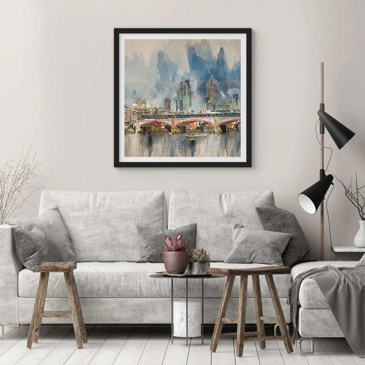 Póster en marco negro - Londres en todo su esplendor - 30x30 cm