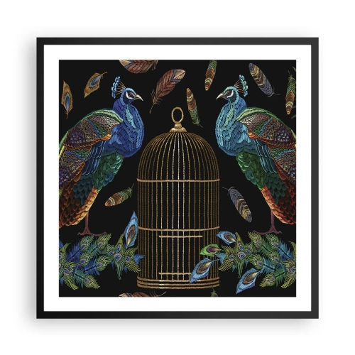 Póster en marco negro - Con plumajes reales - 60x60 cm