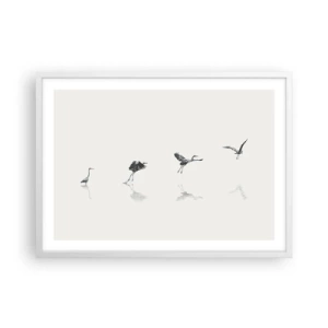 Póster en marco blanco - Cuatro sencillos pasos para despegar - 70x50 cm