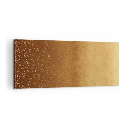 Cuadro sobre lienzo - Impresión de Imagen - Un degradado dorado con brillo sutil y adornos. - 120x50cm - Nacimiento de la luz - Decoración de pared moderna para salón y dormitorio ARTTOR