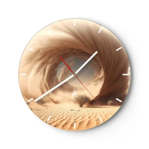 Reloj de pared - Reloj de vidrio - Un paisaje desértico con una estructura en forma de portal giratorio - 30x30cm - Portal abierto - Decoración de pared moderna para salón, cocina y dormitorio ARTTOR