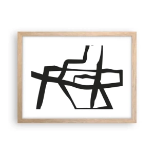 Póster en marco roble claro - Construcción en blanco y negro - 40x30 cm