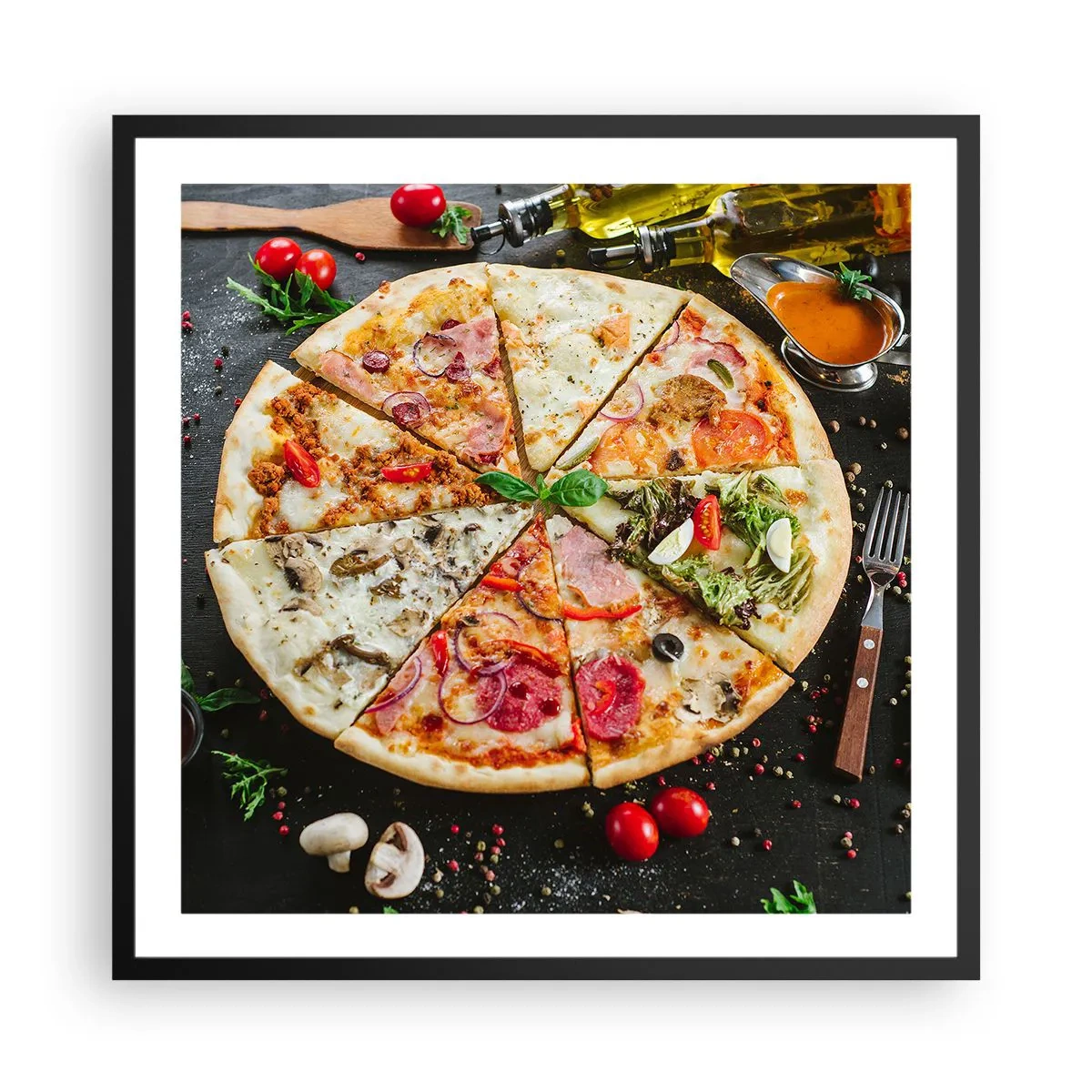 Póster en marco negro - Una gama de gustos - 60x60 cm