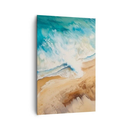 Cuadro sobre lienzo - Impresión de Imagen - Una ola del mar rompiendo contra la orilla arenosa - 80x120cm - Olas recurrentes - Decoración de pared moderna para salón y dormitorio ARTTOR
