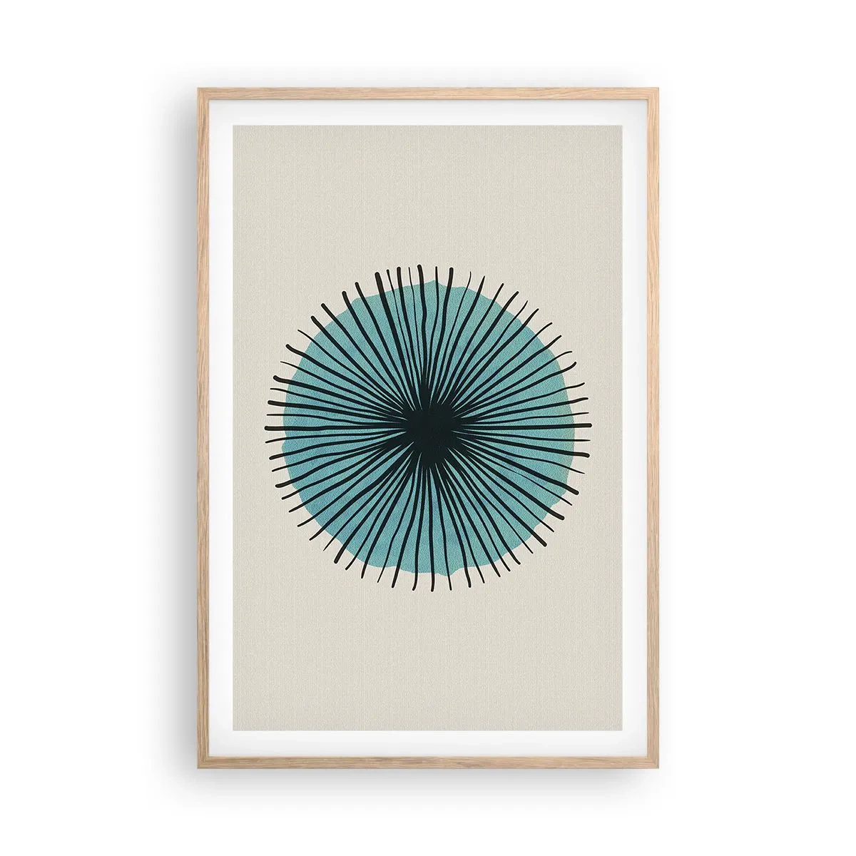 Póster en marco roble claro - Radiante en azul - 61x91 cm