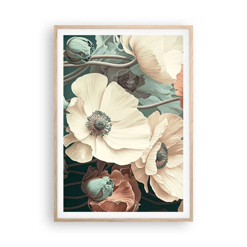 Póster en marco roble claro - Susurro de amapolas - 70x100 cm