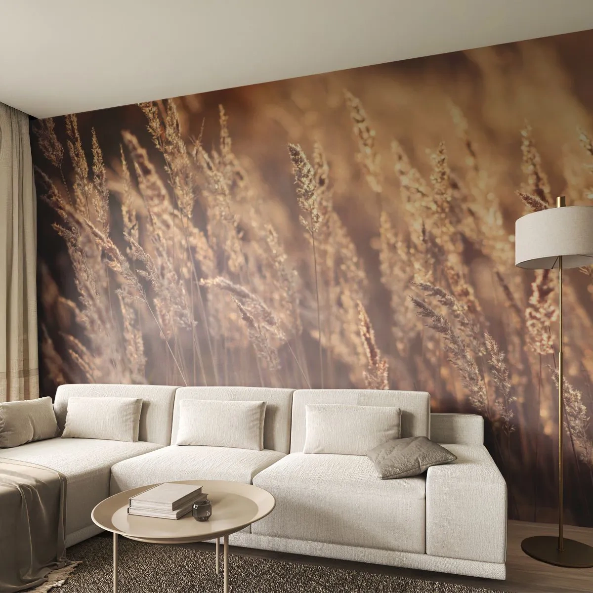 Fotomural Autadhesivo Deluxe Sticker - Listos para dar la bienvenida al otoño - Paisaje, Espigas de grano, Prado - 250x175 cm